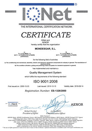 Certificado de calidad ISO 9001:2008